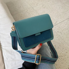 Suede Leather Crossbody Bags for Women with Wide Shoulder Straps