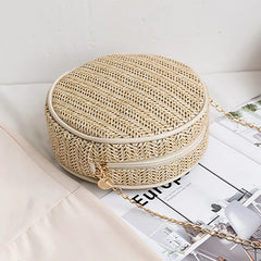 Summer Beach Small Shoulder Bags For Women Straw Round Shape Crossbody Bag