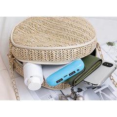 Summer Beach Small Shoulder Bags For Women Straw Round Shape Crossbody Bag