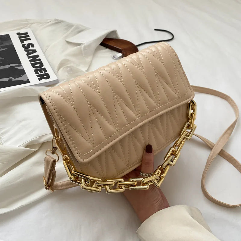 Summer Casual Chain Crossbody Bag Women Shoulder Handbag PU Leather Messenger