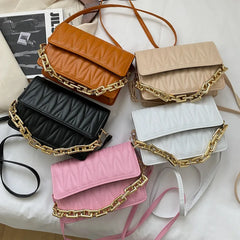 Summer Casual Chain Crossbody Bag Women Shoulder Handbag PU Leather Messenger