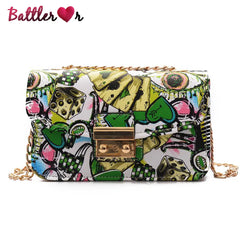 Summer Graffiti Flap Bag Women Handbags Purses High Chain Messenger Clutch