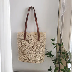 Summer Lace Bucket Shoulder Bag for Women Tote Shopping Handbag