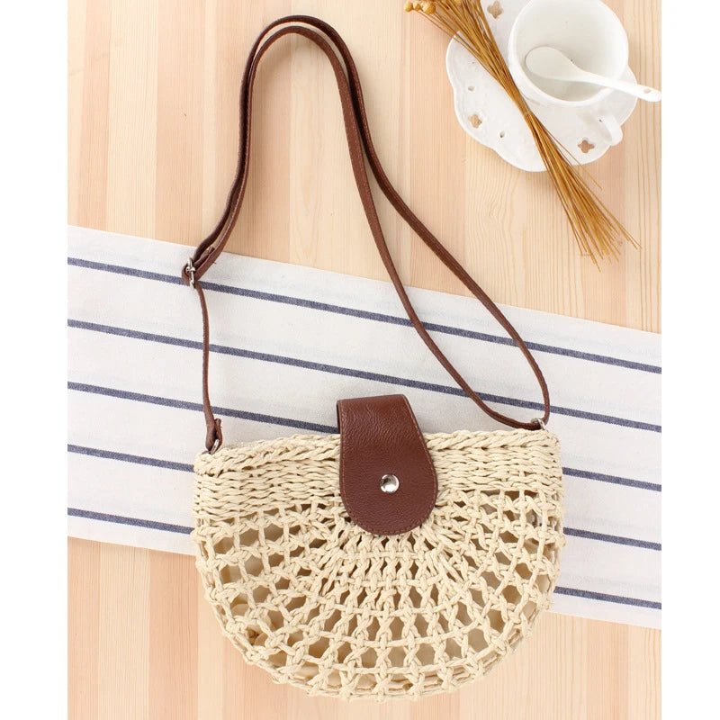 Rattan Saddle Straw Shoulder Bag Crossbody Bohemia Clutch