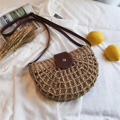Rattan Saddle Straw Shoulder Bag Crossbody Bohemia Clutch