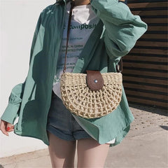 Rattan Saddle Straw Shoulder Bag Crossbody Bohemia Clutch