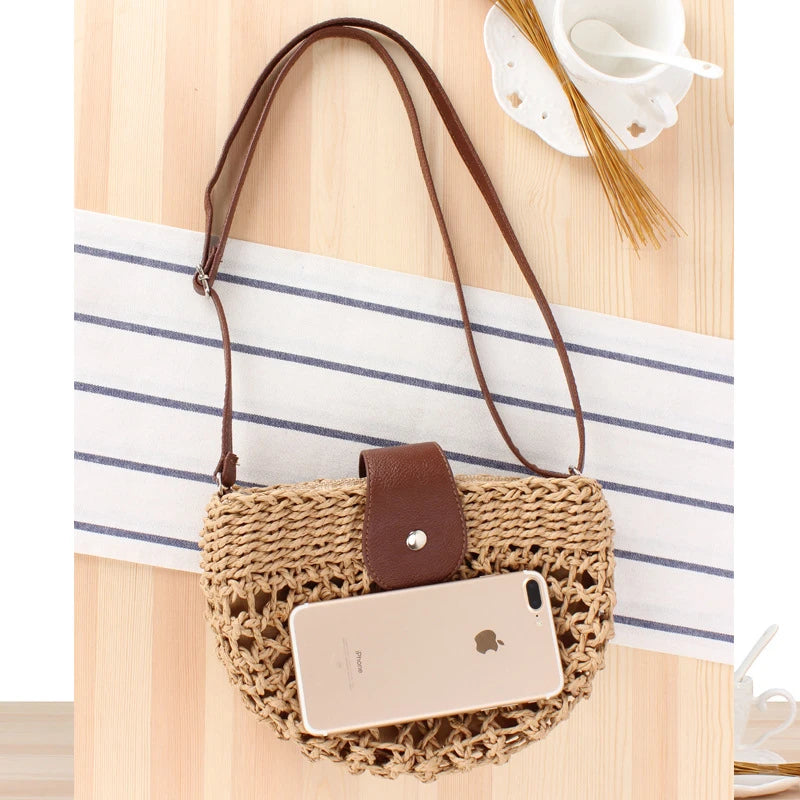 Rattan Saddle Straw Shoulder Bag Crossbody Bohemia Clutch