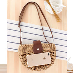 Rattan Saddle Straw Shoulder Bag Crossbody Bohemia Clutch