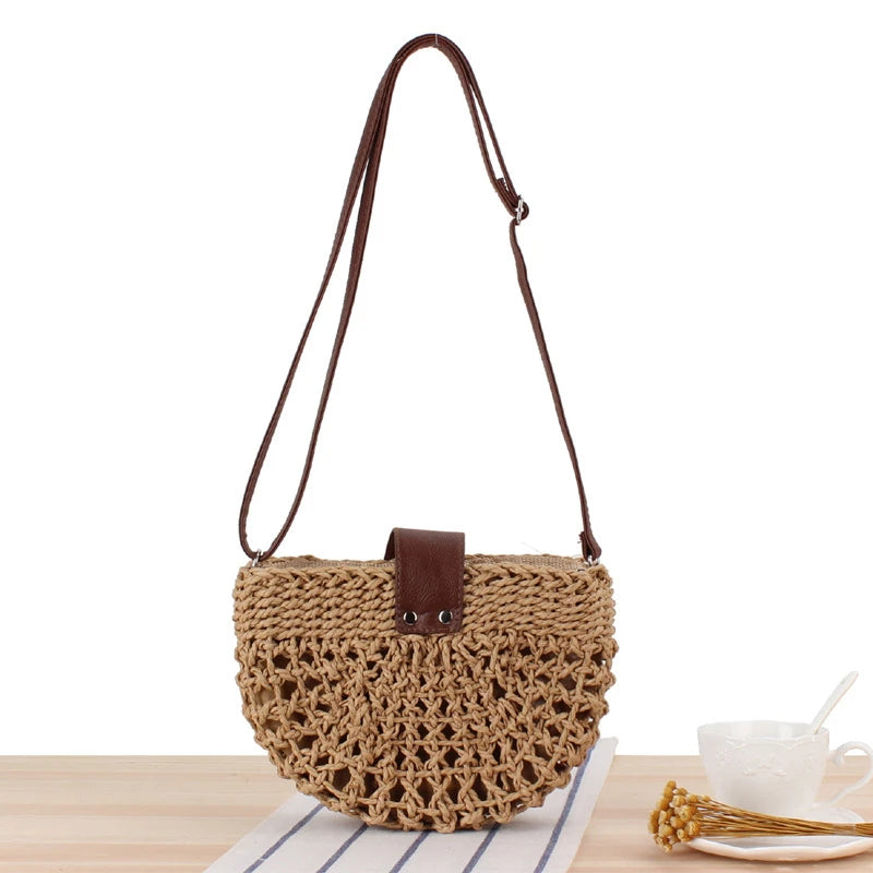 Rattan Saddle Straw Shoulder Bag Crossbody Bohemia Clutch