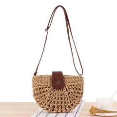 Rattan Saddle Straw Shoulder Bag Crossbody Bohemia Clutch