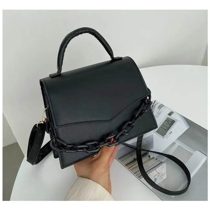 Summer Leather Shoulder Bag Chain Clutch - Small Handbag for Women