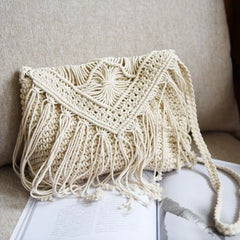 Women's Straw Tassel Beach Bag Rattan Crossbody Shoulder Bag