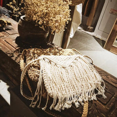 Women's Straw Tassel Beach Bag Rattan Crossbody Shoulder Bag