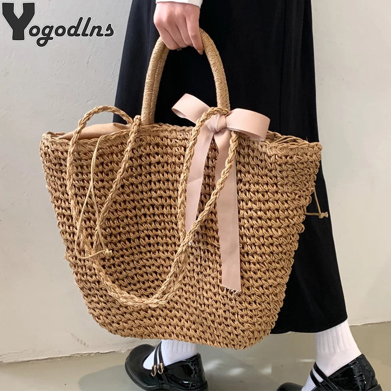 Summer Straw Weave Shoulder Bag For Women Beach Holiday Crossbody Bag
