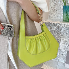 Summer Women's Handbags Ruched PU Leather Shoulder Bags for Women