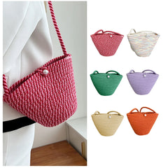 Summer Straw Bag for Women Bucket Beach Bag Rattan Travel Bohemia Shoulder