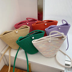 Summer Straw Bag for Women Bucket Beach Bag Rattan Travel Bohemia Shoulder