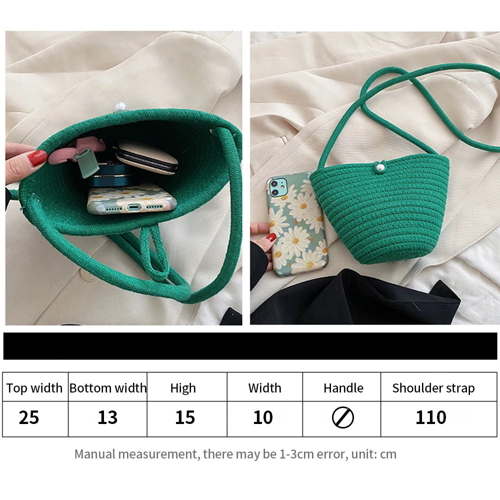 Summer Straw Bag for Women Bucket Beach Bag Rattan Travel Bohemia Shoulder