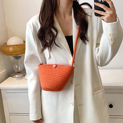 Summer Straw Bag for Women Bucket Beach Bag Rattan Travel Bohemia Shoulder