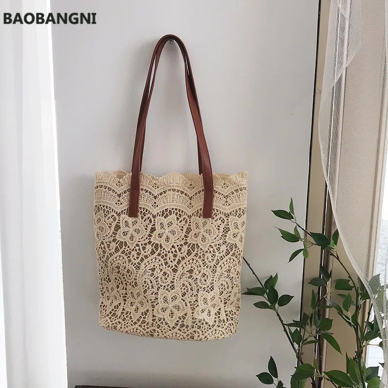 Summer Lace Shoulder Bag Women Handbag - Big Capacity Travel Beach Bag