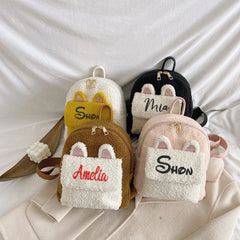 Teddy Wool Backpack Rabbit Ear Wool Women's Bag Personalized Embroidered