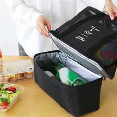 Thermal Insulation Handheld Lunch Bag Cooler Picnic Beach Tote Mesh Storage