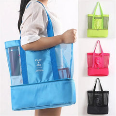 Thermal Insulation Handheld Lunch Bag Cooler Picnic Beach Tote Mesh Storage