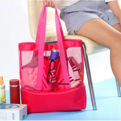 Thermal Insulation Handheld Lunch Bag Cooler Picnic Beach Tote Mesh Storage