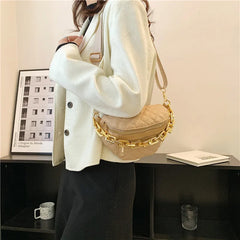 Plaid Cloth Waist Bag Chain Fanny Pack Women's Shoulder Crossbody Chest Bag