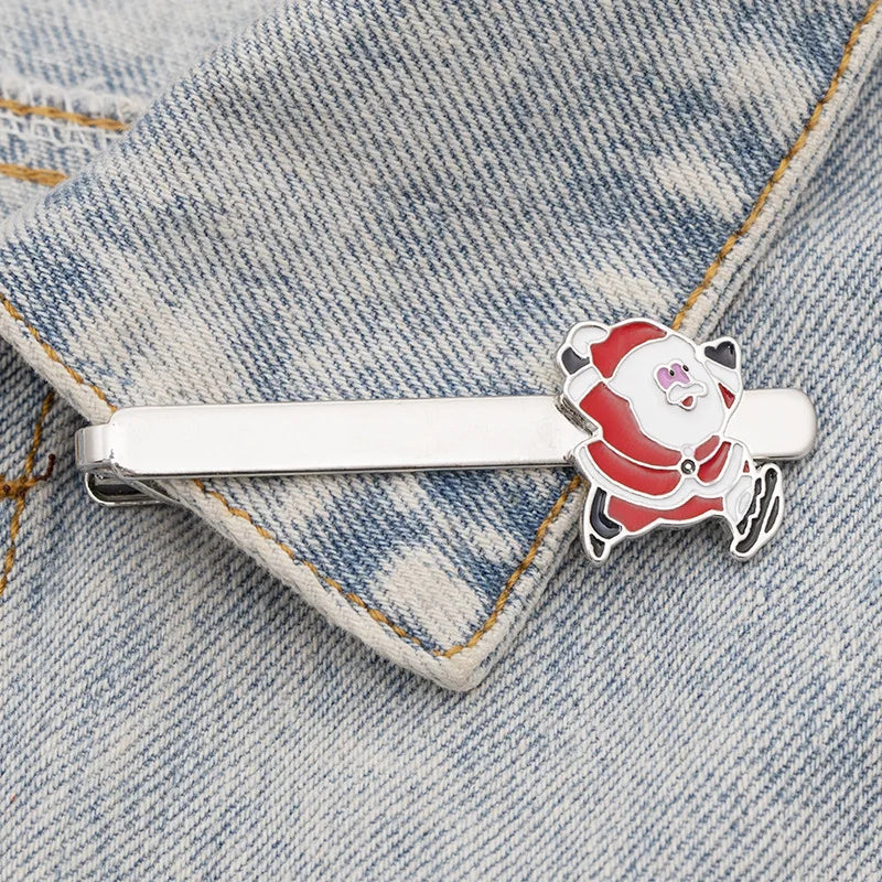 Tide Christmas Series Mini Santa Claus Tie Clip for Man Woman Holiday