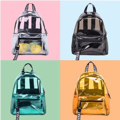 Transparent PVC Backpack For School Girls Clear Bags Travel Daypack