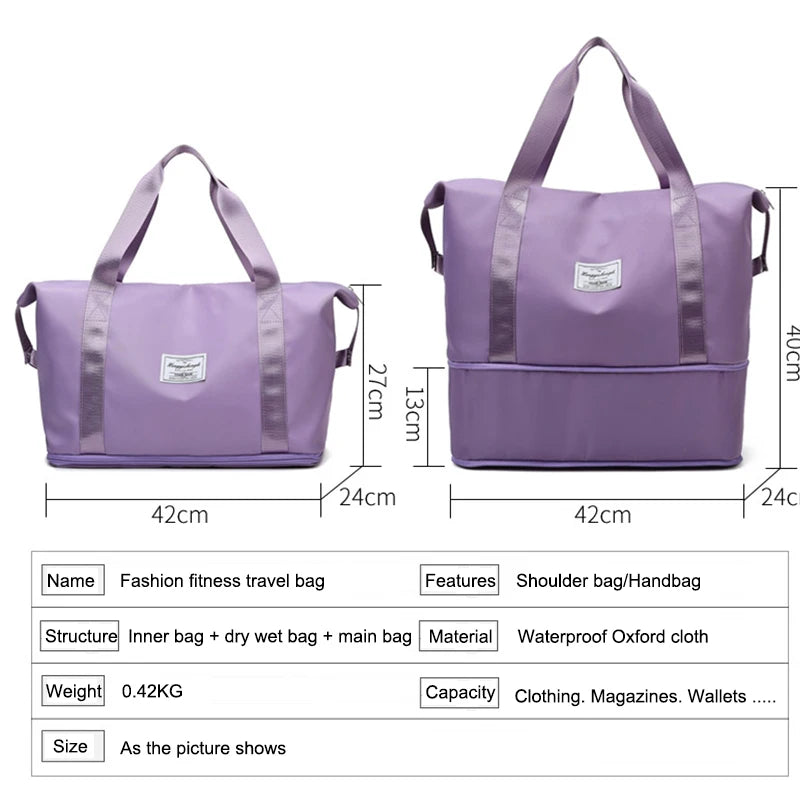 Travel Bag Organizer Carry On Hand Luggage Waterproof Sport Gym Fitness Bag