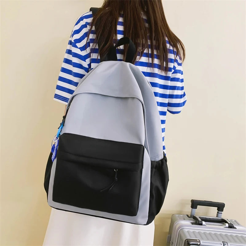 Canvas Women Backpack Solid Shoulder Bags Teenager Girl School Bag