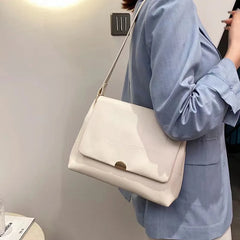 Soft Polyester PU Shoulder Bag Handbag Solid Buckle Tote Bag