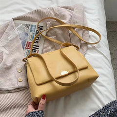 Soft Polyester PU Shoulder Bag Handbag Solid Buckle Tote Bag