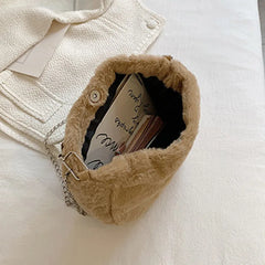 Plush Women Underarm Shoulder Bag Casual Travel Tote Shopping Pouch