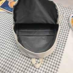 Female Canvas Backpack Solid Teen School Bag