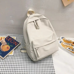 Female Canvas Backpack Solid Teen School Bag