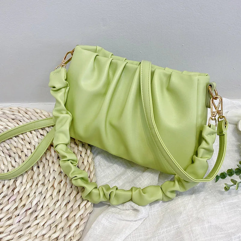 Pleated Cloud Bag Texture Messenger Bag Female Niche Joker