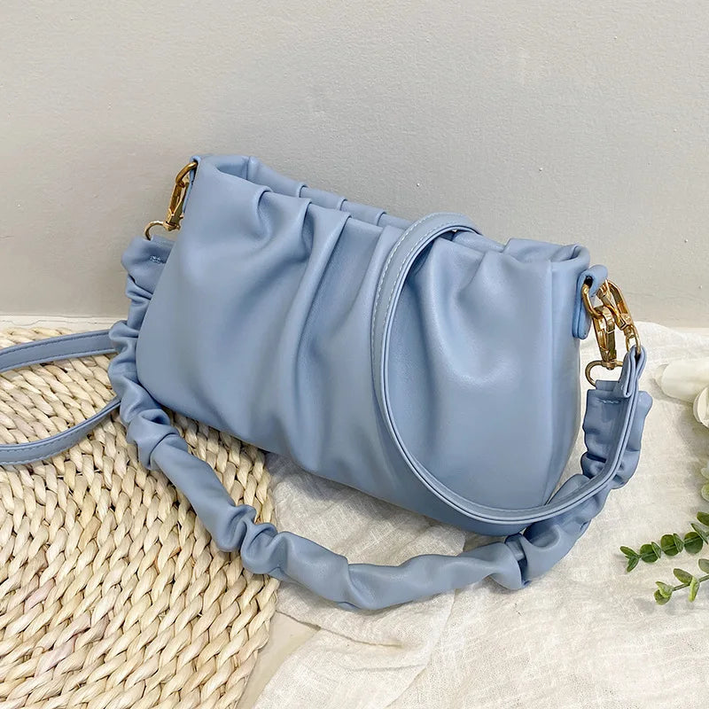 Pleated Cloud Bag Texture Messenger Bag Female Niche Joker