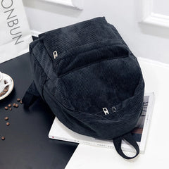 Corduroy Backpack College School Bagpack Travel Shoulder Bags