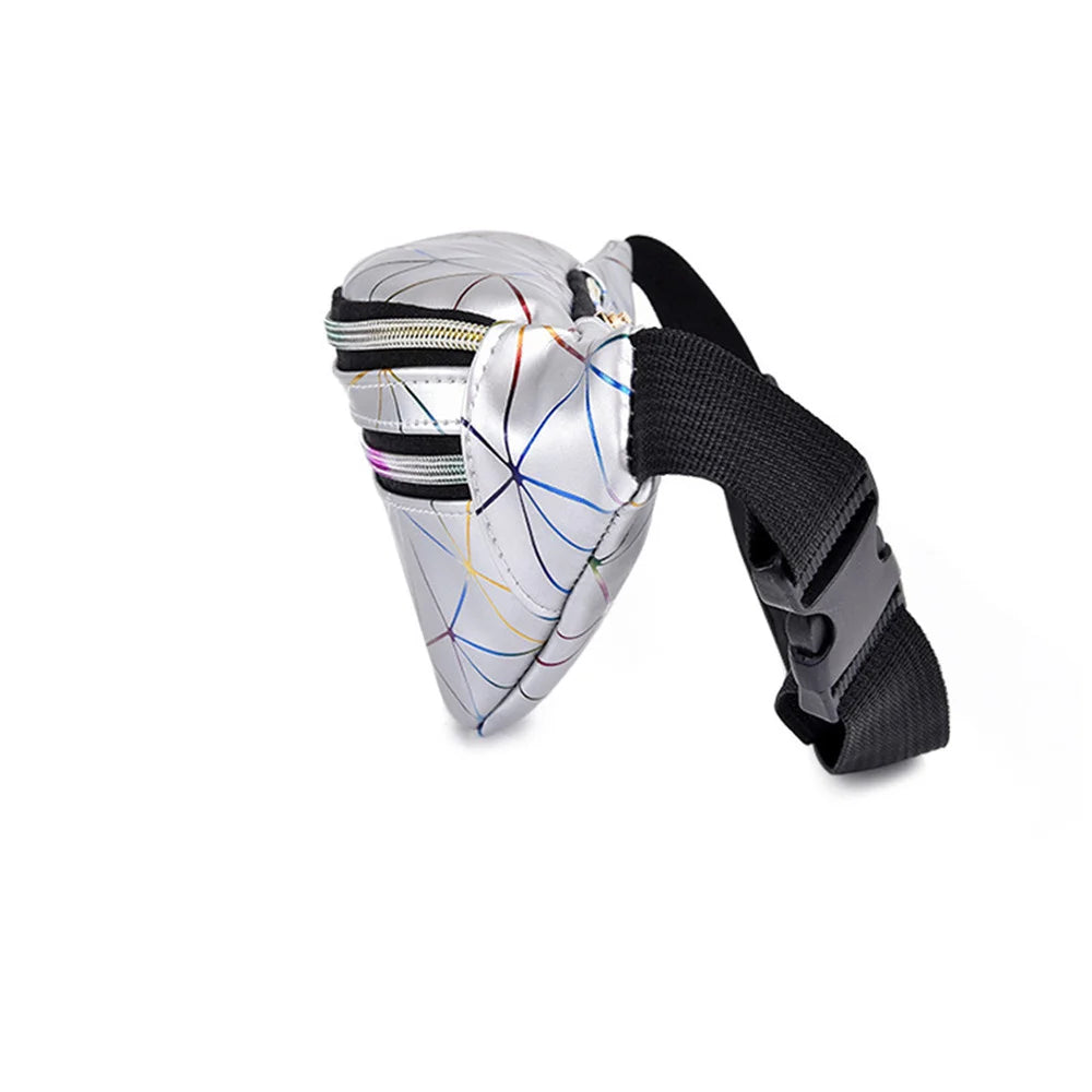 Geometric Waist Bag PU Laser Sport Shoulder Messenger Fanny Pack