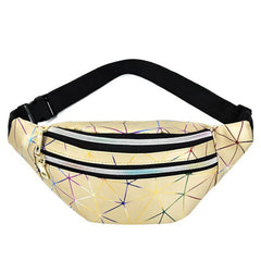 Geometric Waist Bag PU Laser Sport Shoulder Messenger Fanny Pack