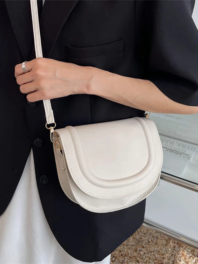 Women's Pu Leather Saddle Shoulder Crossbody Bag Tote