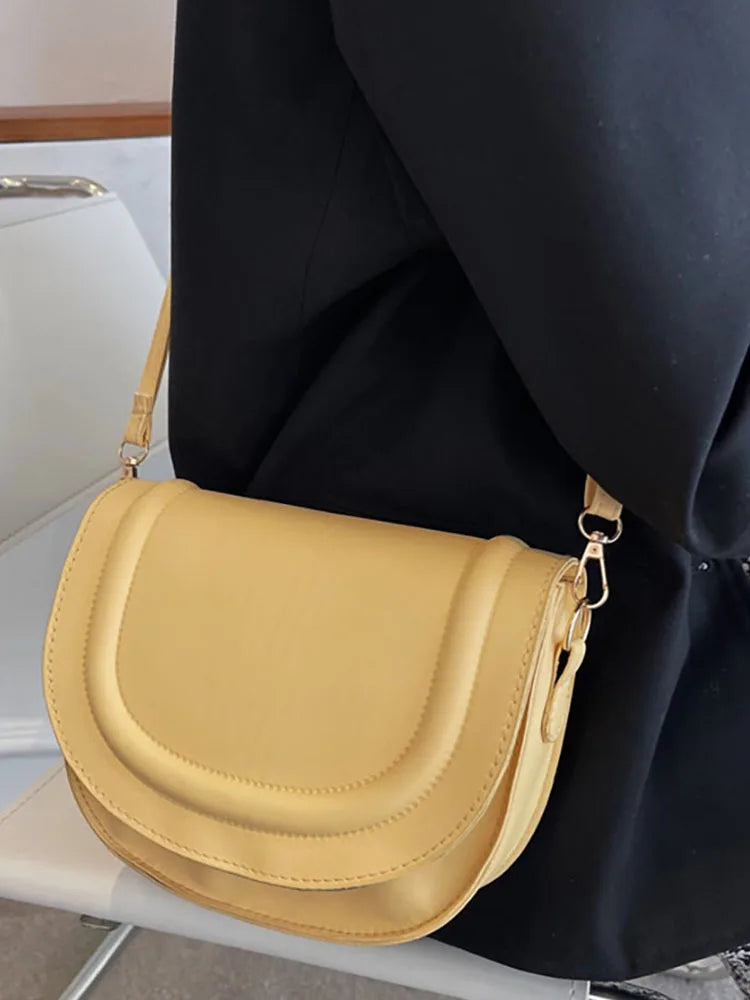 Women's Pu Leather Saddle Shoulder Crossbody Bag Tote