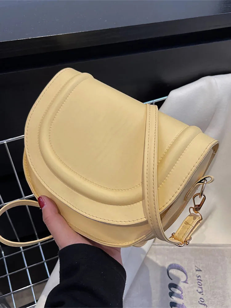 Women's Pu Leather Saddle Shoulder Crossbody Bag Tote