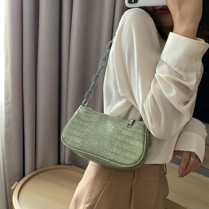 Women's PU Leather Milk Tea Shoulder Bag Zipper Handbag