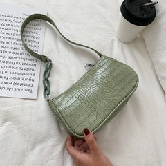 Women's PU Leather Underarm Bag Zipper Handbag Small Square Bag