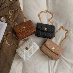 Women's Small Shoulder Bag with Chain Strap PU Leather Crossbody Brown