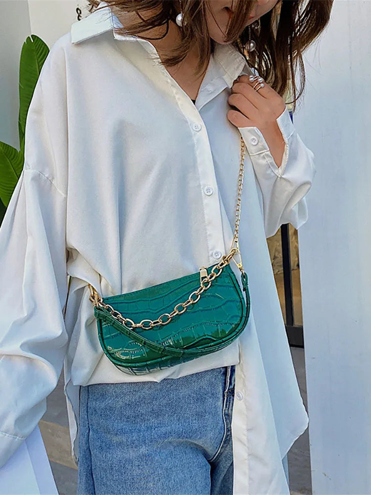 Women's Shoulder Bag Tote Pu Leather Chain Handbags Ladies Crossbody Bags